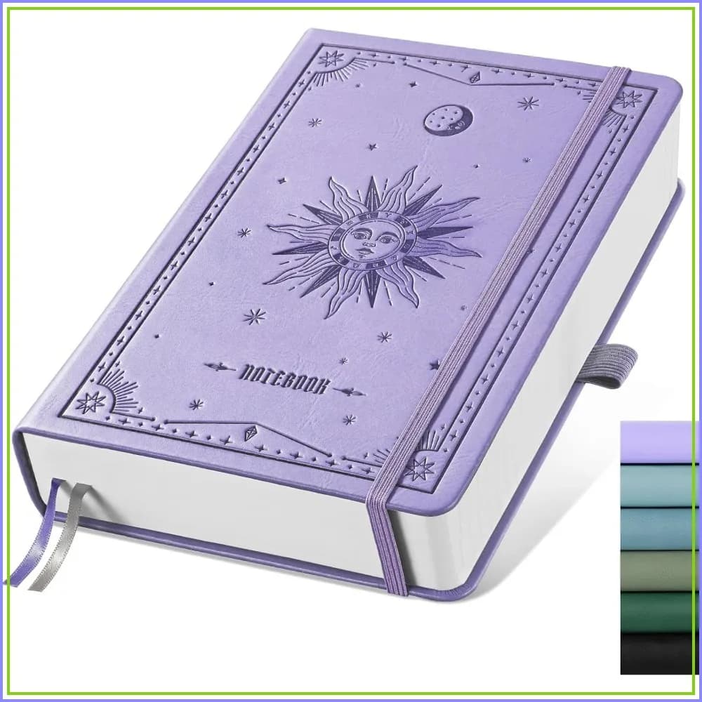 A5 Hardcover Lined Journal - 320 Pages, 100gsm Thick Paper, Vegan Leather, Light Purple
