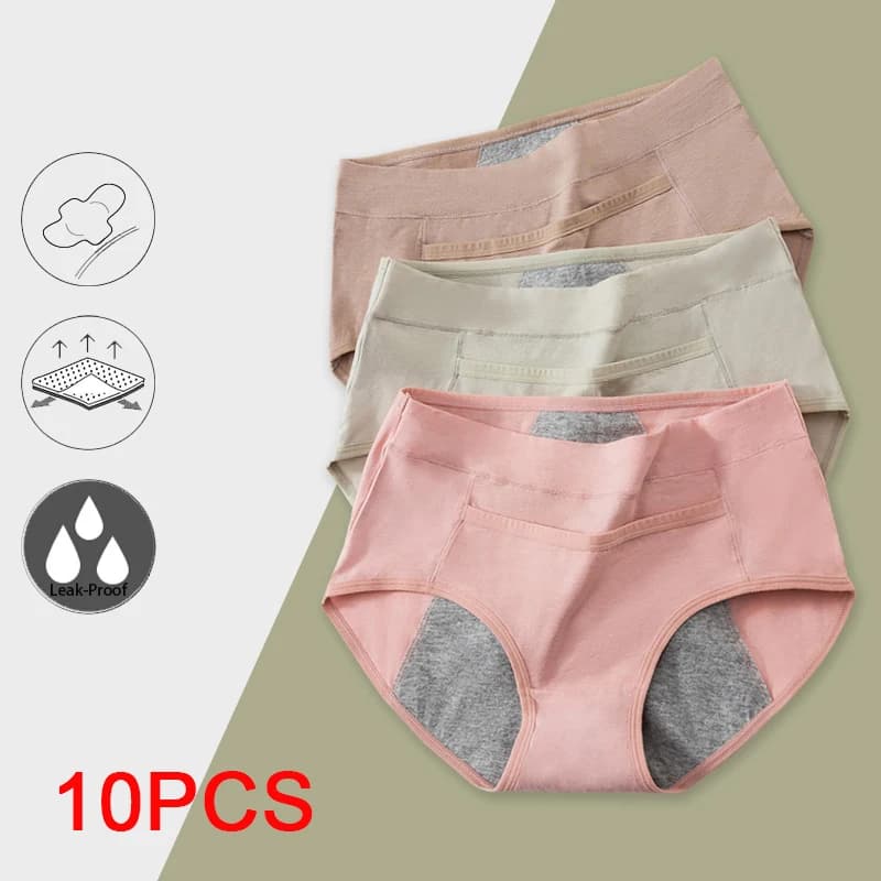 Mutandine mestruali in cotone da 10 pezzi per incontinenza urinaria mutande da donna slip da donna intimo da donna periodo a prova di perdite Anti