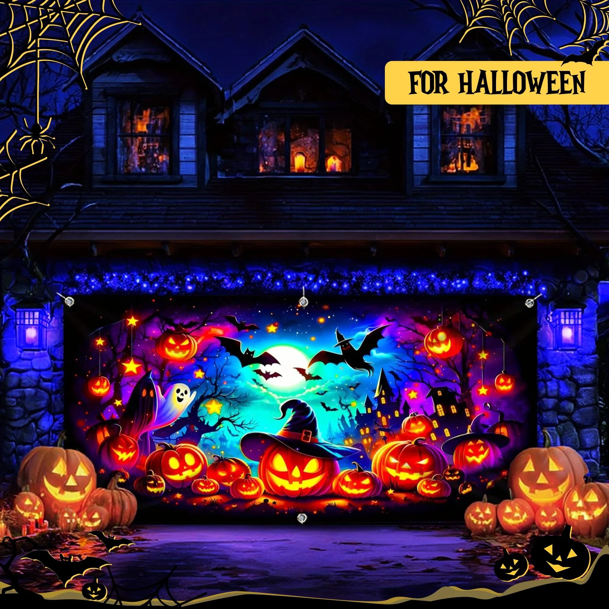 2D plane, 2D door banner, 2D plane, 1 piece fairy tale neon pumpkin bat