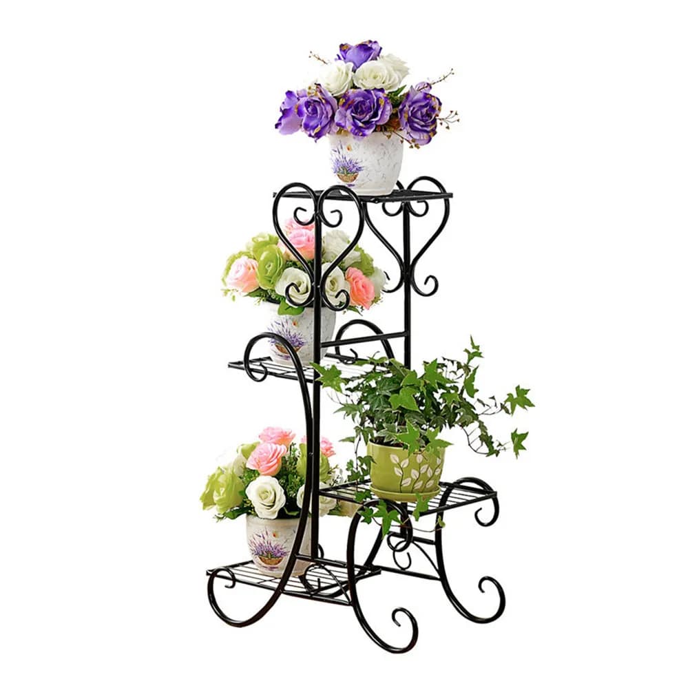 Corner shelf with 4 levels in Metal for Plants, Stand for Vase, Interior/Exterior for Organizing Plants, Shoes, Umbrellas