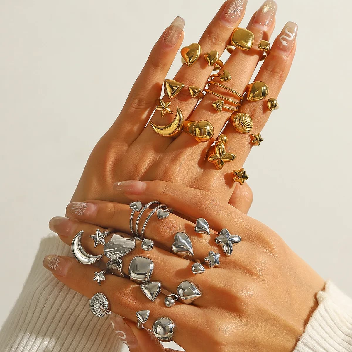 Simple geometric light luxury rings in European and American cross-border hot sale gold love living square-shaped women's ring