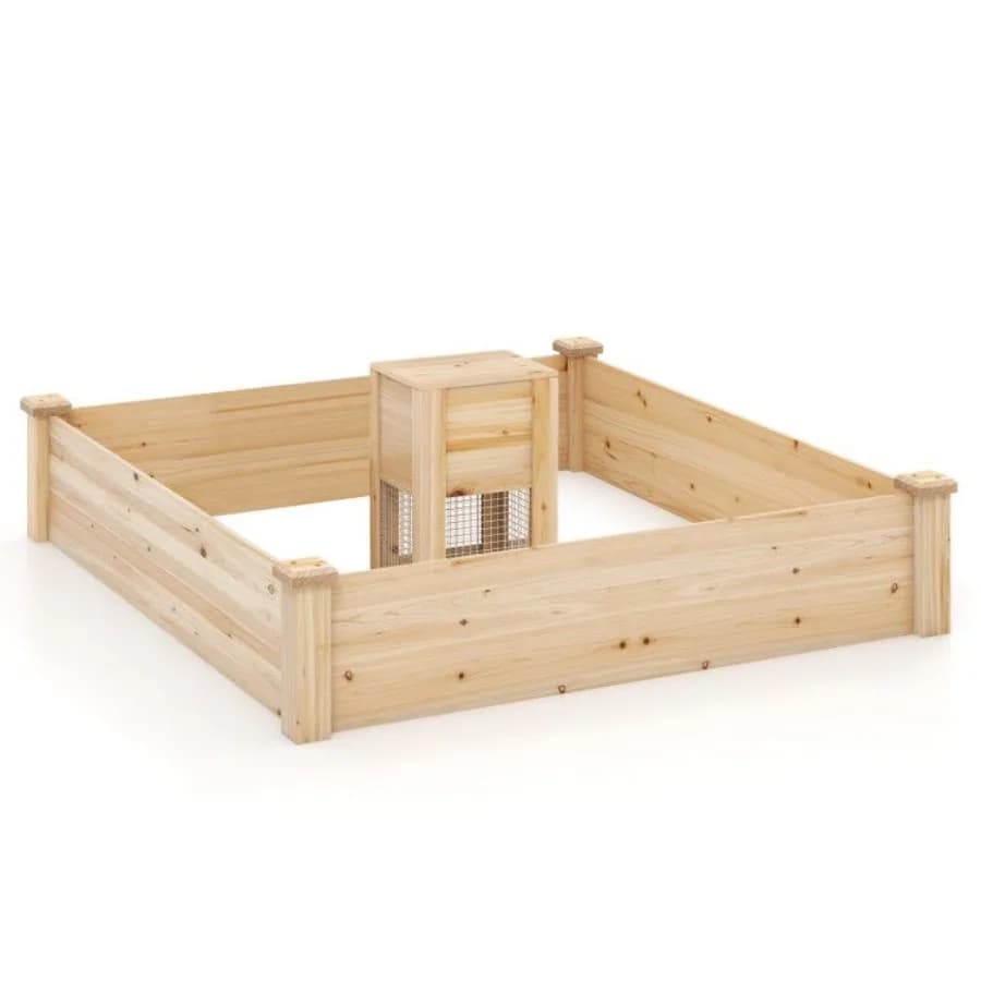 Letto da giardino rialzato 49 x 49 x 10 con contenitore per compost e Bm aperto