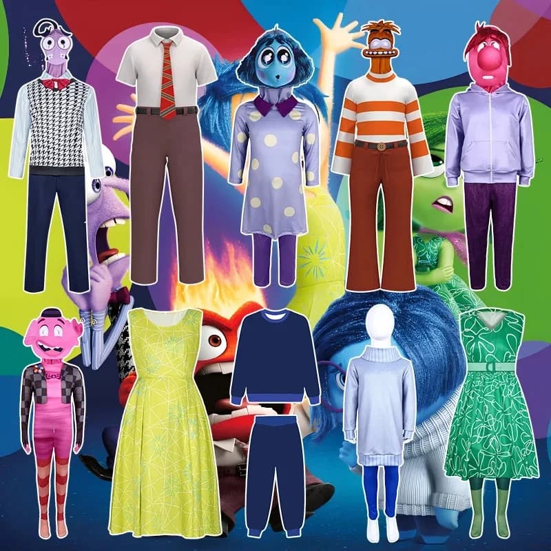ABC123Anime Movie Inside Out Cospaly Costume Joy Anger Fear Cos Outfits For Adult Kids Halloween Stage Performancs,3'f.5;j.8