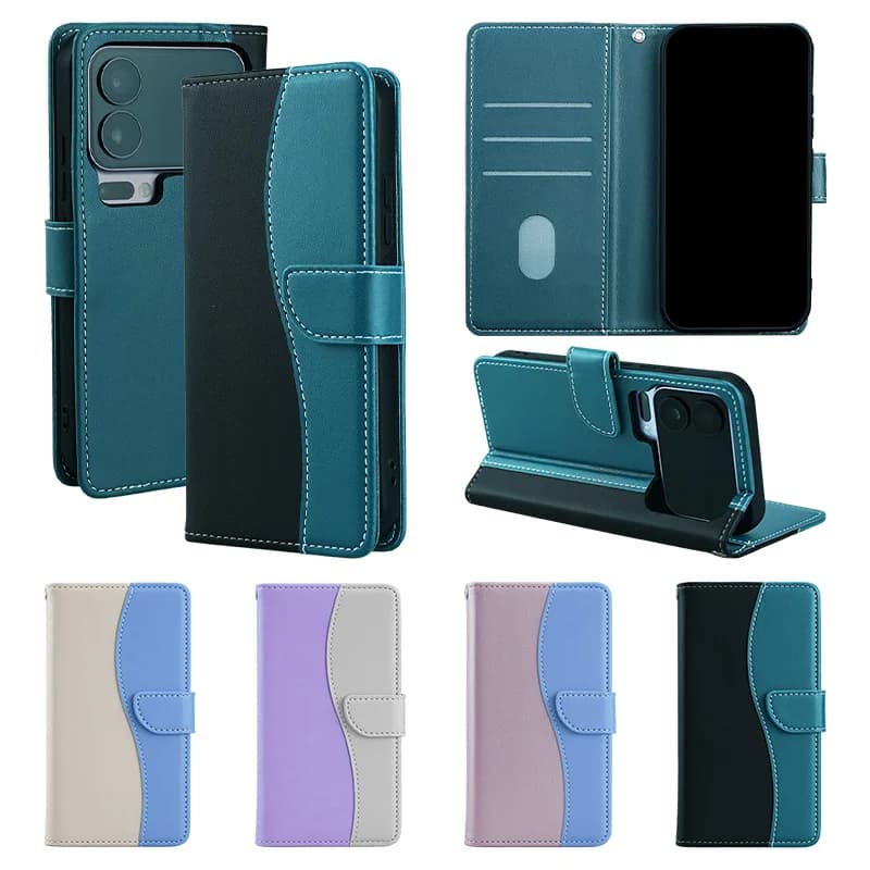 2 Colors Collision Leather Flip Case For Samsung Galaxy Quantum 6 4 Wide 7 5 Jump 3 Buddy 2 Wrist Rope 2 Cards Slot Phone Cover