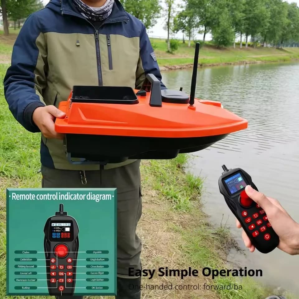 Barca da Pesca Elettronica GPS con Controllo di Crociera, Portata 500M, Carico 1.5KG, per Sport all'Aperto e Pesca