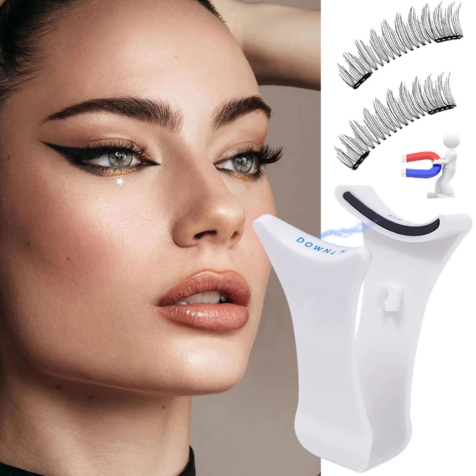 Piegaciglia magnetico Tipo V Applicatore per ciglia Pinzette Clip adatte per principianti in strumenti di bellezza e trucco
