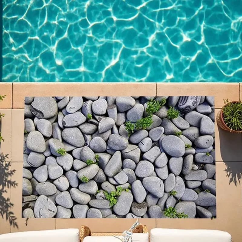 Tappetino d'Ingresso in Pietra di Fiume Naturale, Morbido e Antiscivolo, per Interni ed Esterni, Decorazione Casa Ispirata ai Spa