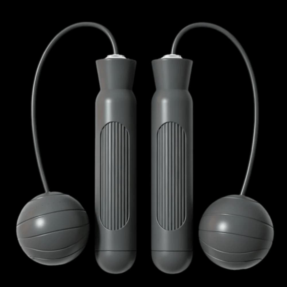 2pcs Weighted Design Ropeless Skipping Rope Silent Operation Black Color Cordless Jump Rope Portable Portable Jump Rope
