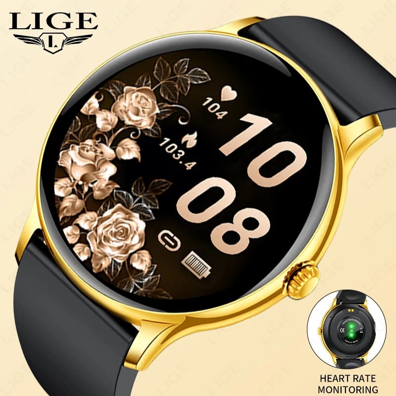 LIGE Smart Watch Original Display HD 1.38 Inch Reminder Calls Heart Rate Ultra Slim SmartWatch Gift for Woman Android IOS