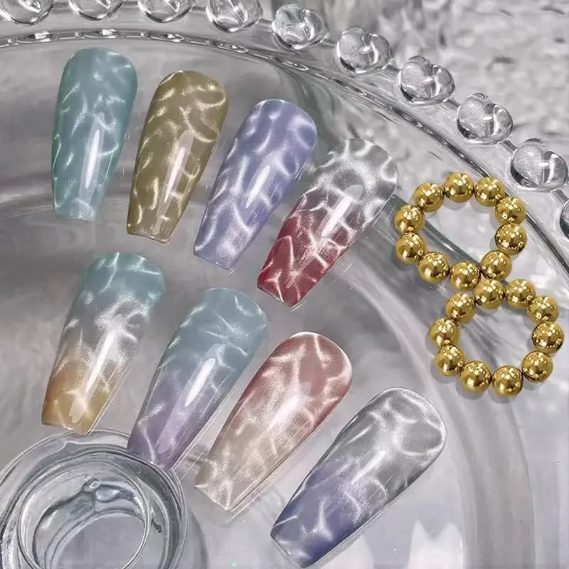 10/20 pz. Perline Magnetiche Effetto Occhio di Gatto a Onda d'Acqua, Strumento Multifunzionale per Nail Art, Intaglio Floreale, Magnete per Unghie, Strumento Fai da Te per Design Unghie