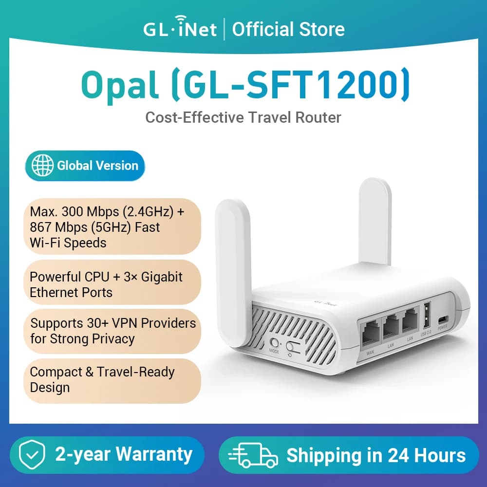 GL.iNet Opal(GL-SFT1200) supporto per Router da viaggio Wireless Dual-band Gigabit IPV6, Tor, Openwrt, ripetitore tascabile con il miglior rapporto qualità-prezzo