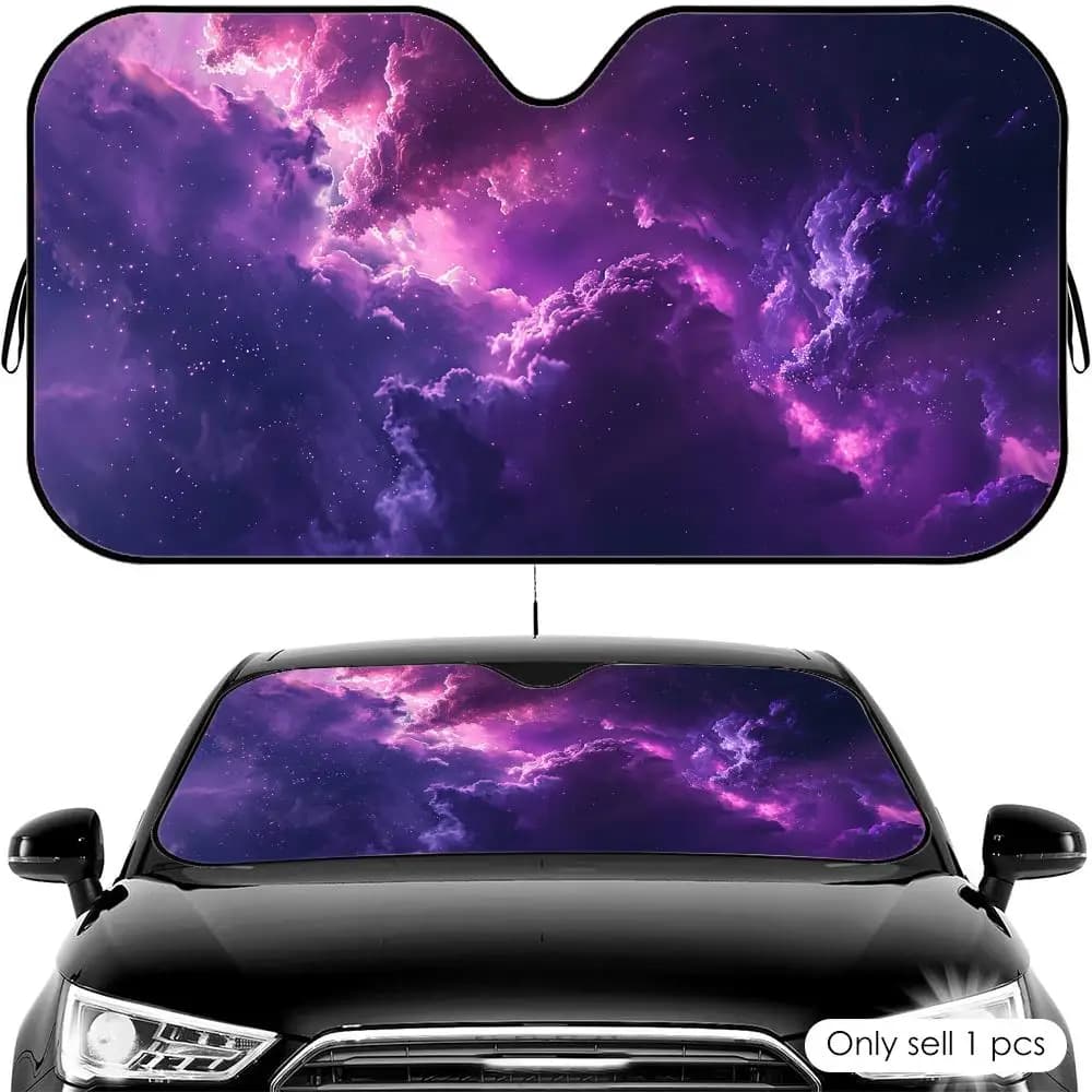Parasole per Auto Galaxy Viola, Protezione UV e Isolamento Termico Universale per Parabrezza