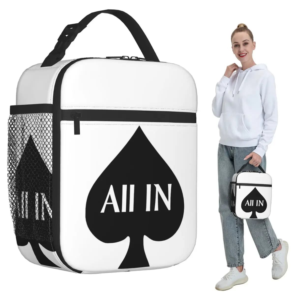 Poker All IN Design For Poker Players Insulated Lunch Bag for Women Office Cooler Thermal Food Box Tote Lunch Boxes Container