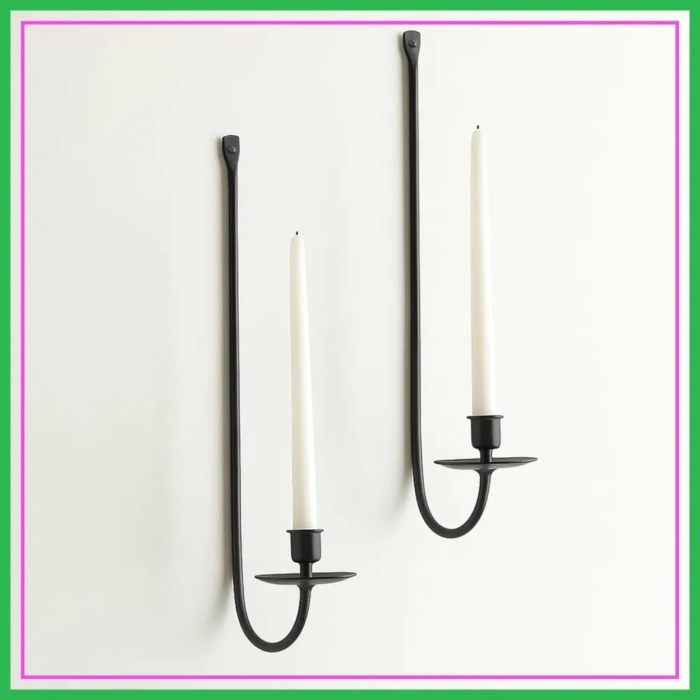 Set di 2 Applique da Parete in Metallo Moderno, 42x13x7,5 cm, da Appendere per Soggiorno, Stile Rustico, Caminetto, Matrimonio