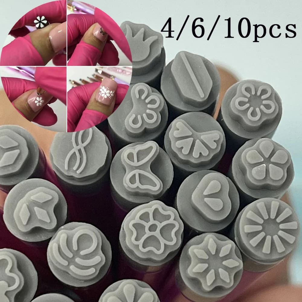 10/6/4pcs Nail Art Stamp Pen Set Artigianato Graffiti Fiore Modelli per unghie Stamper Lucidatura Pittura Disegno Strumenti per manicure fai da te