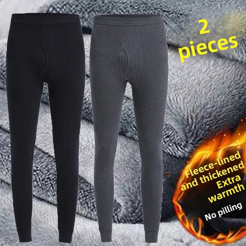 Pantaloni Termici da Uomo in Pile Spesso, a Vita Media, Monostrato, Lunghi, Tinta Unita, Stile Semplice, Adatti per Giovani