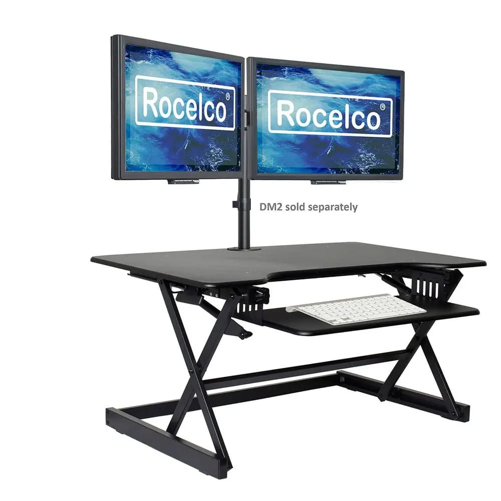 Convertitore per Scrivania Regolabile in Altezza 40 Pollici, Postazione di Lavoro con Doppio Monitor, Sistema a Molla a Gas per Computer