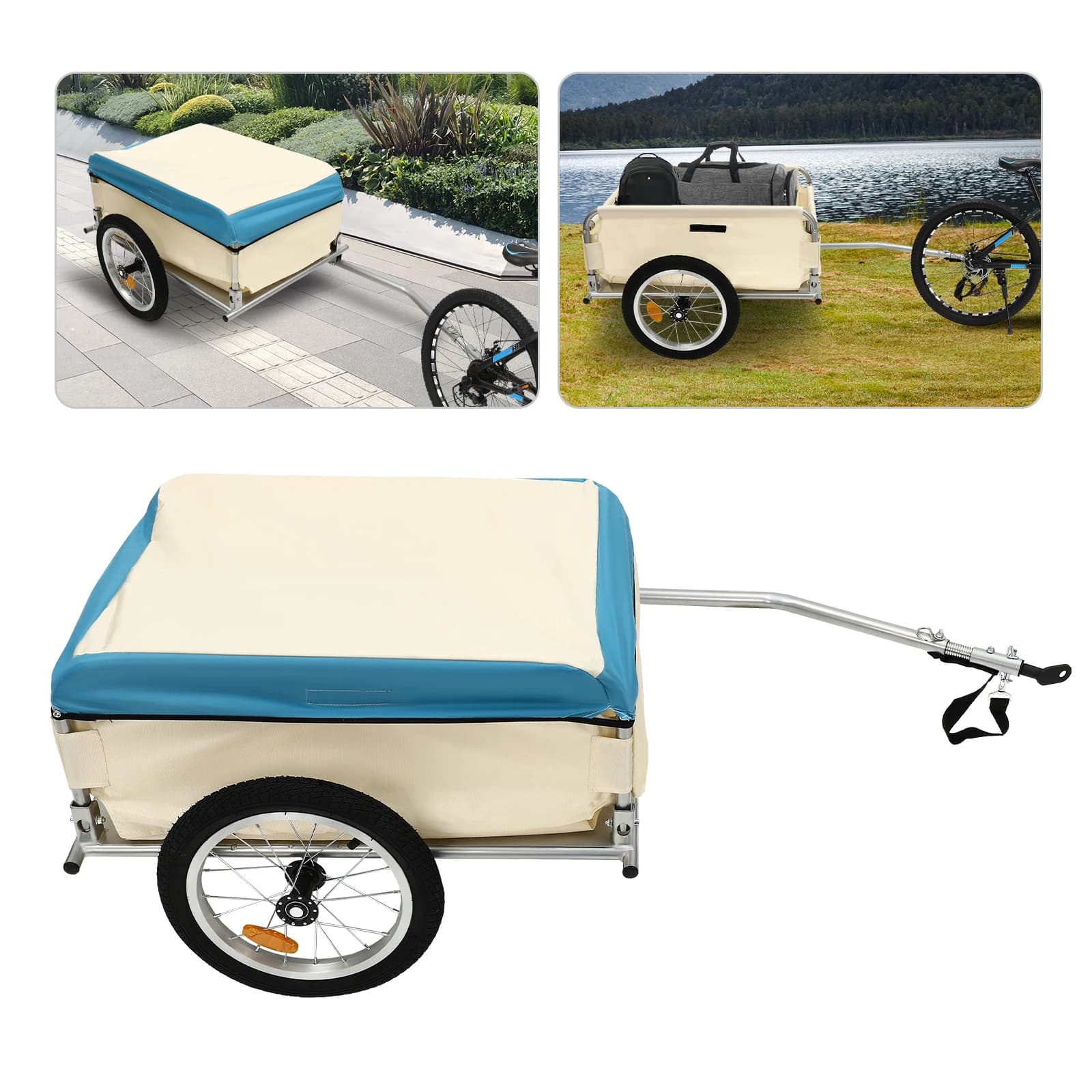 Rimorchio per bicicletta con carico da 110.23 libbre, trasporto stabile, rimorchio per bici da carico in alluminio multiplo per ruota per bici da 24 "-26"