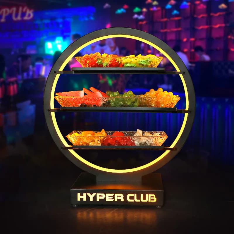Bar LED anello luminoso piatto di frutta a tre strati suono elettronico KTV piatto di frutta creativo snack snack piatto di frutta secca scaffale