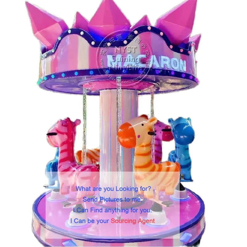 6 posti Zebra Caroselli Cavalli Centro commerciale Bambini Kiddie Rides Parco divertimenti Fiera Merry Go Round Macchina da gioco arcade
