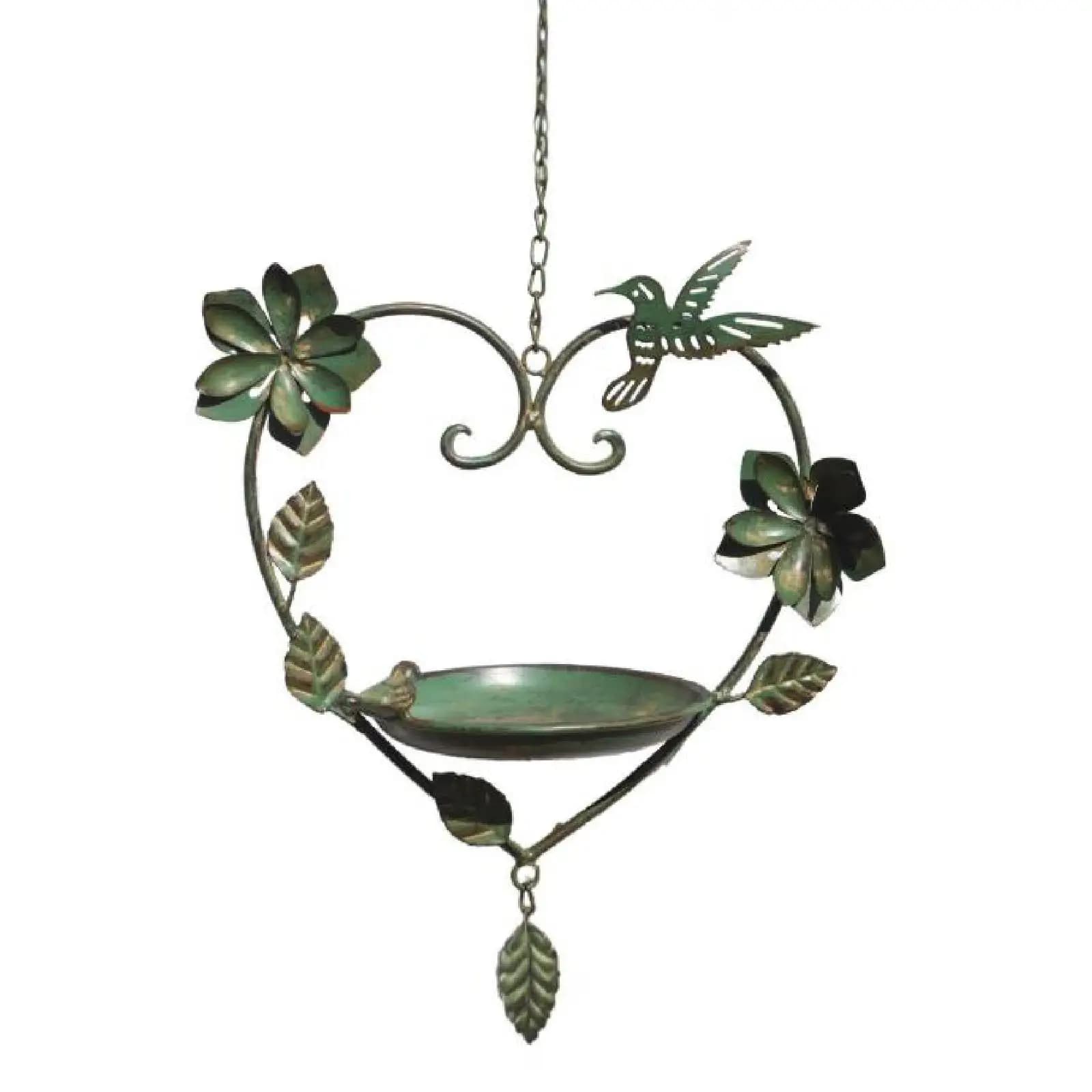 Hanging Bird Bath Metal Bird Feeder Weather Resistant Birdfeeder Bowl Garden Birdbath Rustic Wind Chime for Balcony Garden