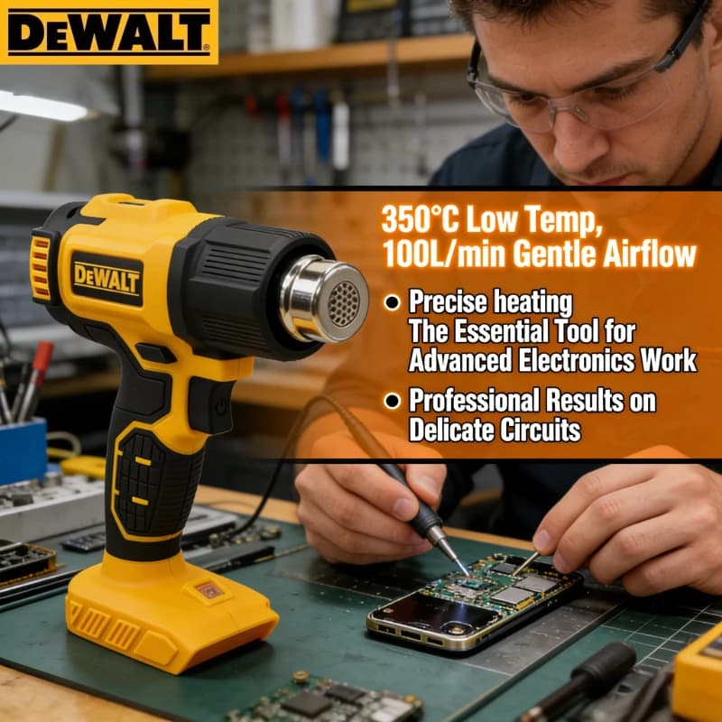 DEWALT DCE530N 20V Cordless Hot Air Gun | Multi-Purpose Thermal Blower for Heat Shrink Tubing & Welding（no battery）