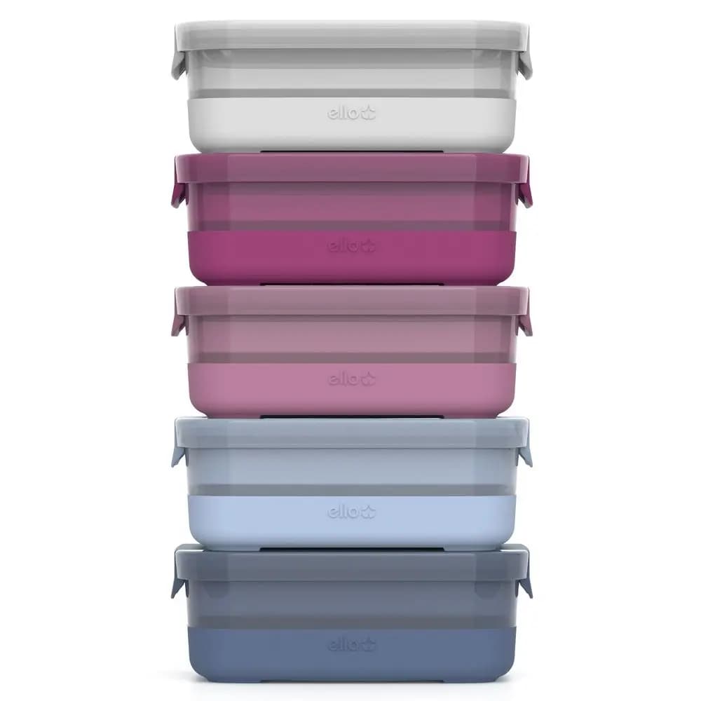 Set di Contenitori per Alimenti in Plastica da 3,7 Tazze, 10 Pezzi, Set da 5 Confezioni, Contenitori per Alimenti in Plastica Senza BPA con Base in Silicone e Coperchi Ermetici, D