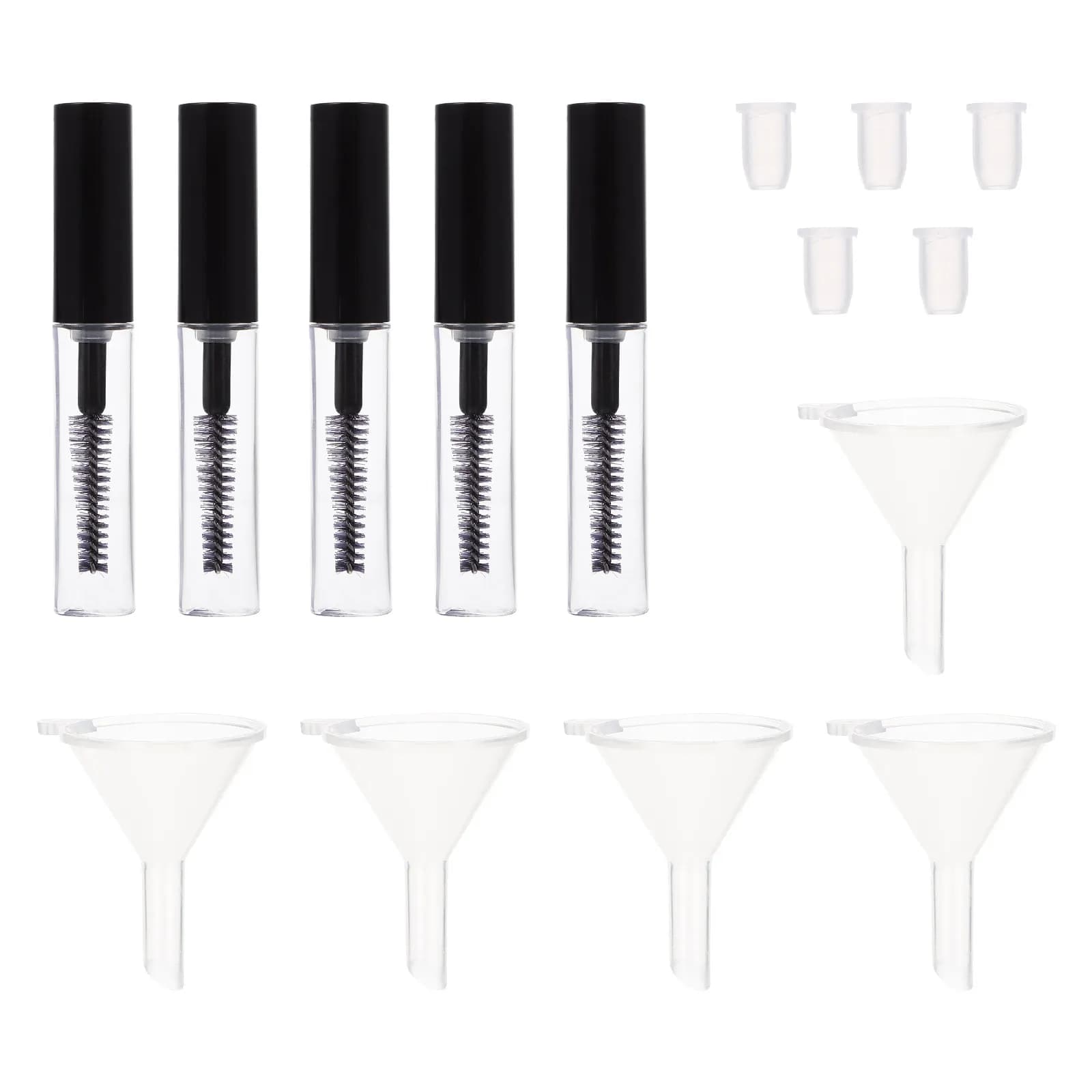 Set di 1 Contenitore Trasparente per Mascara Fai-da-Te, Flacone Ricaricabile da 4ml per Mascara ed Eyeliner, Kit da Viaggio Mini con Imbuto