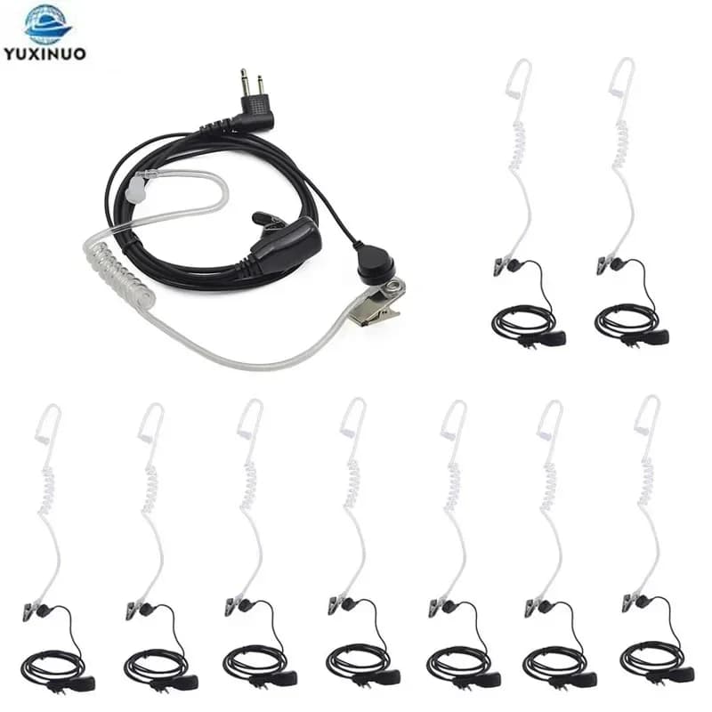 10 Auricolari Tattici con Microfono PTT a 2 Pin e Tubo Acustico per Walkie Talkie Motorola EP450GP300CP040/140CP180CP200 Radio Ricetrasmittente