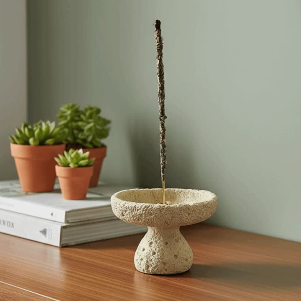 Bruciatori di Incenso in Cemento con Texture di Calcestruzzo, 9 Fori, Supporto Decorativo per Bastoncini d'Incenso, Design Multifunzionale con Superficie Lunare