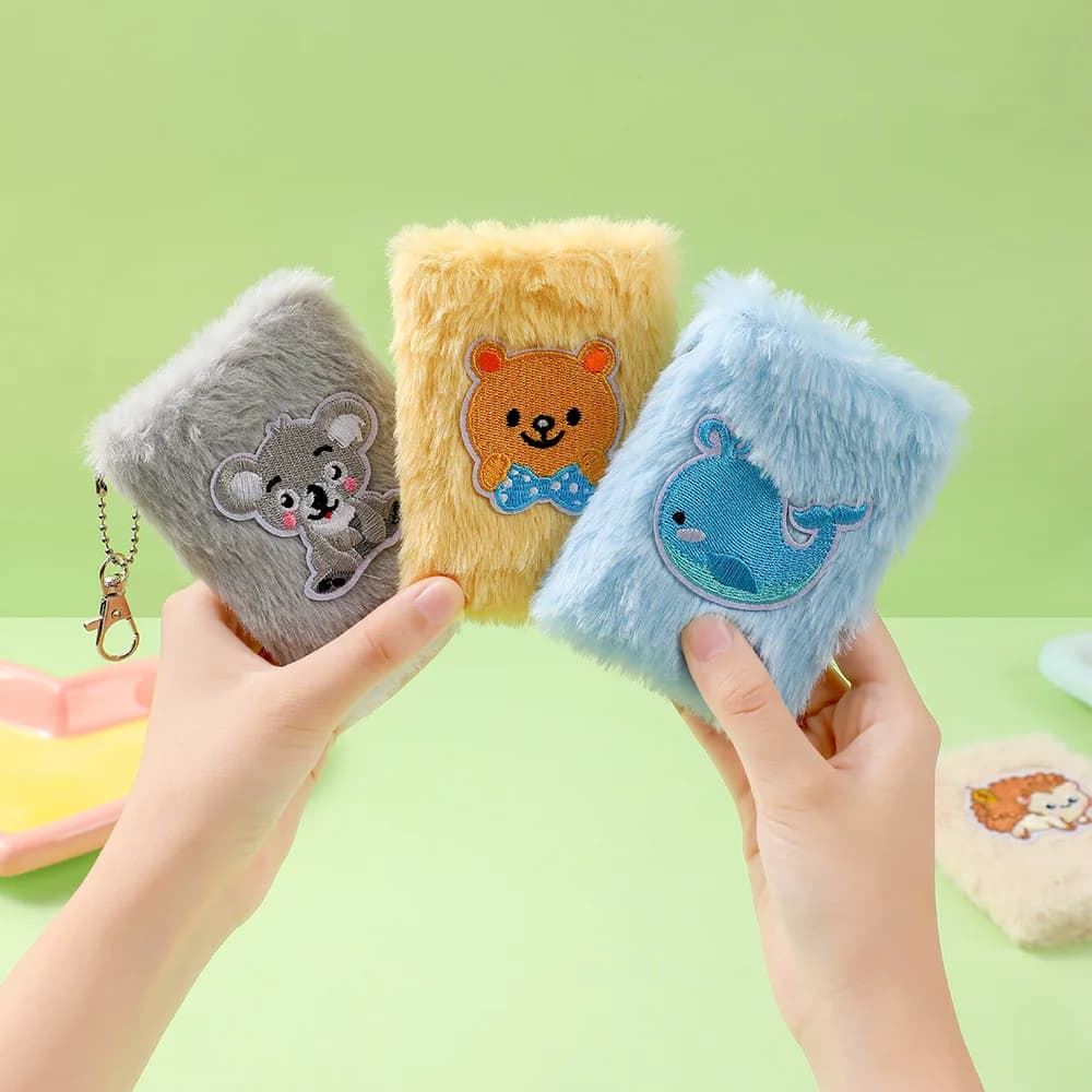 Quaderno per piccoli animali in peluche di cartone animato con portachiavi Studente Mini diario Planner Libro Ragazze Libro per conti a mano Cancelleria regalo