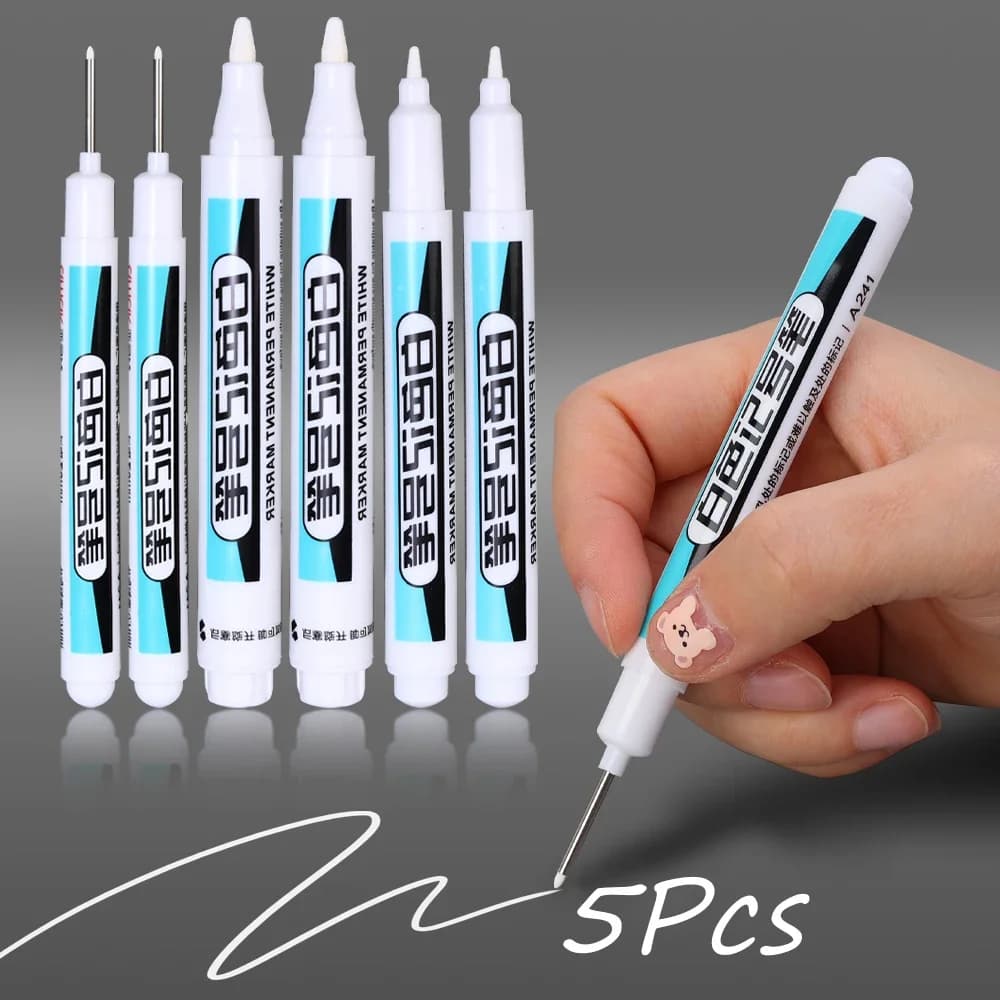 5/1 pz Pennarello Bianco Grasso Penne Graffiti Impermeabile Gel Permanente Matita Pneumatico Notebook Penna per Pittura in Vetro 0.7mm 1mm 2.5mm
