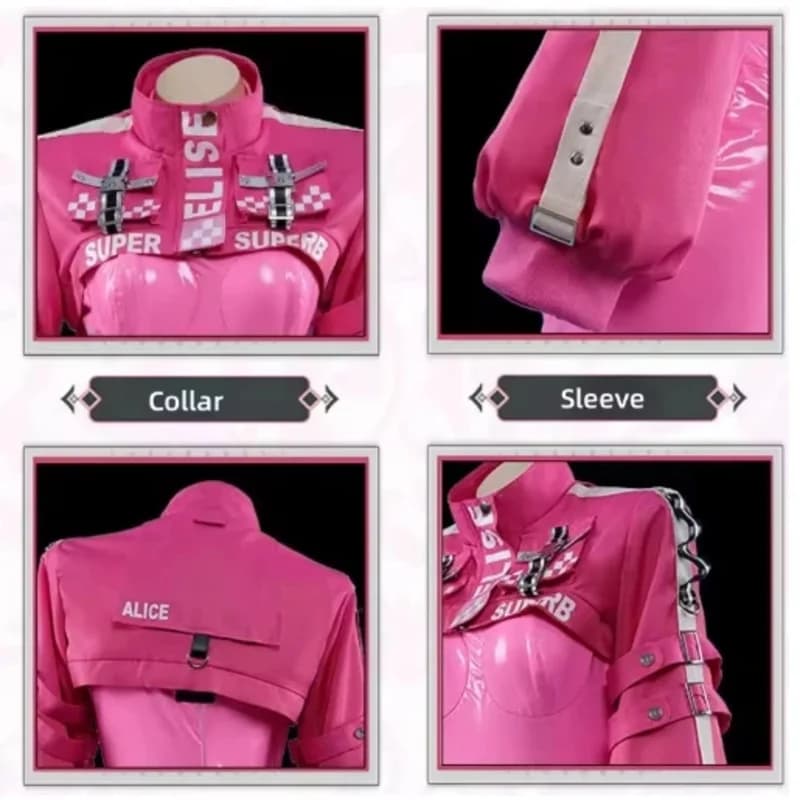 ABC123Nikki Alice Costume Body con guanti per le orecchie Parrucca Rosa Tuta Cosplay Lattice Cat Suit Acke per le donne, f'6, h.7;j