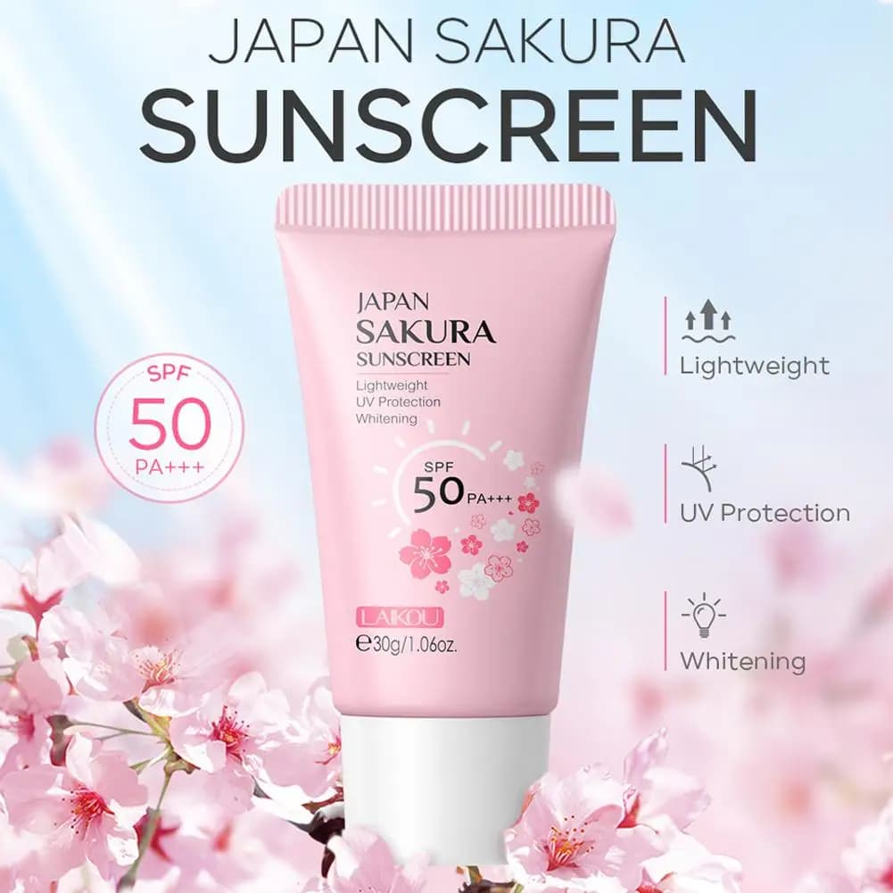 Crema solare SPF50 Sakura Crema solare viso e corpo 1,06 once Idratante naturale Resistente all'acqua Protezione solare per la pelle Protegge le calme