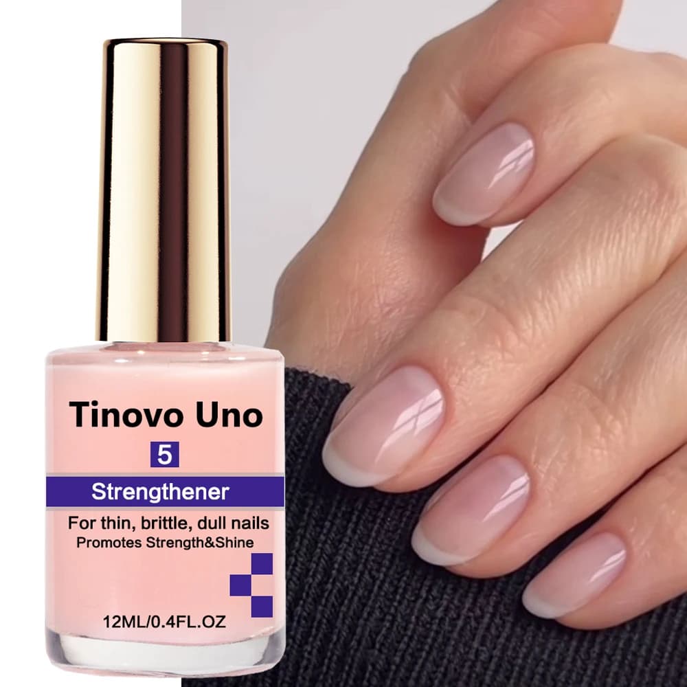 Tinovo Uno Rinforzante per unghie rosa Esmalto per unghie normale ad asciugatura rapida Indurente per top coat Trattamento per nail art per riparare unghie danneggiate