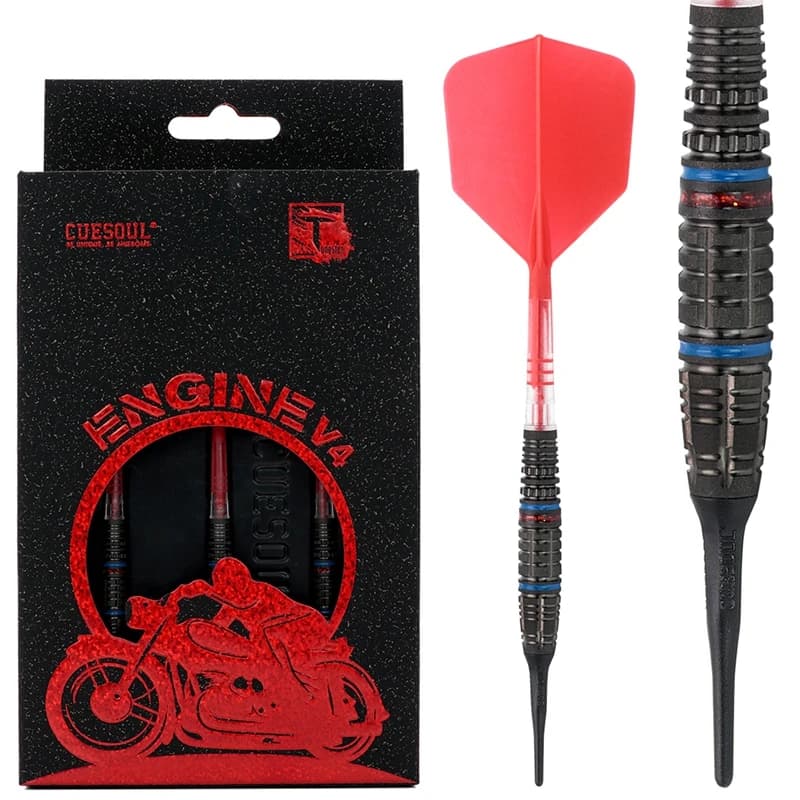 CUESOUL ENGINE V4 Set di freccette al 90% con punta morbida da 19 g di tungsteno con vernice ad olio rifinita e unificante volo in CARBONIO ROST T19