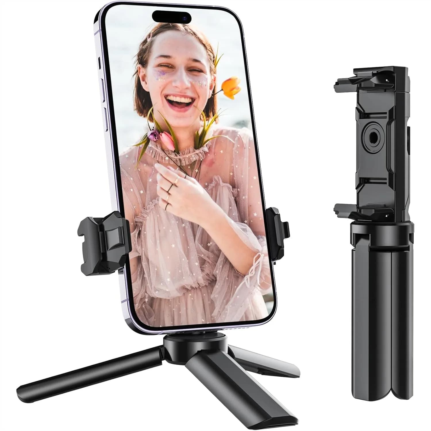 Mini Treppiede con Supporto Universale per Telefono e Attacco Cold Shoe, Supporto Leggero per iPhone Samsung GoPro Webcam