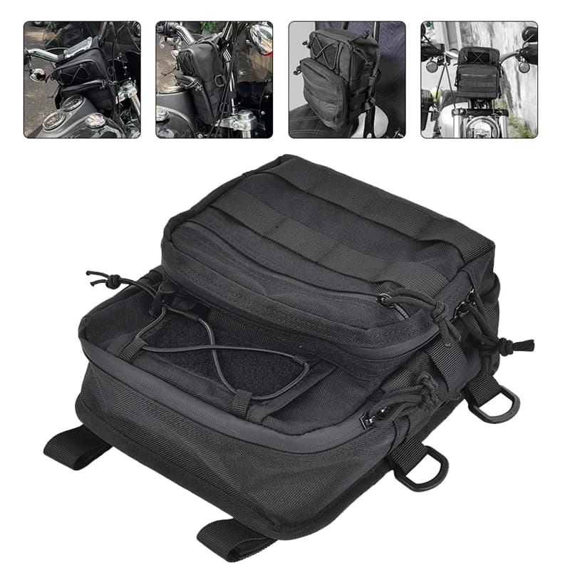 Borsa da manubrio per moto Sissy Bar T-Bar per Harley Softail Dyna Sportster FXBB Borse per manubrio anteriori personalizzate Borsa per attrezzi da viaggio
