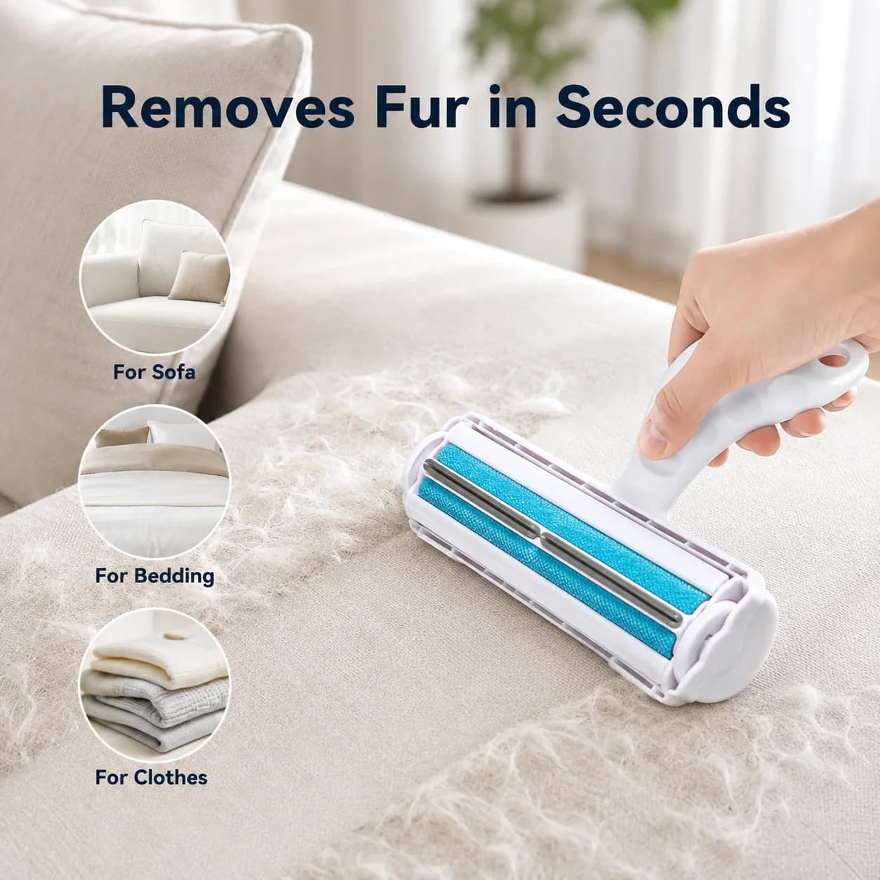 Pet Grooming Deshedding Brush, Upgraded Cat Dog Hair Remover, Lint Roller Comb with One-Button Ejection