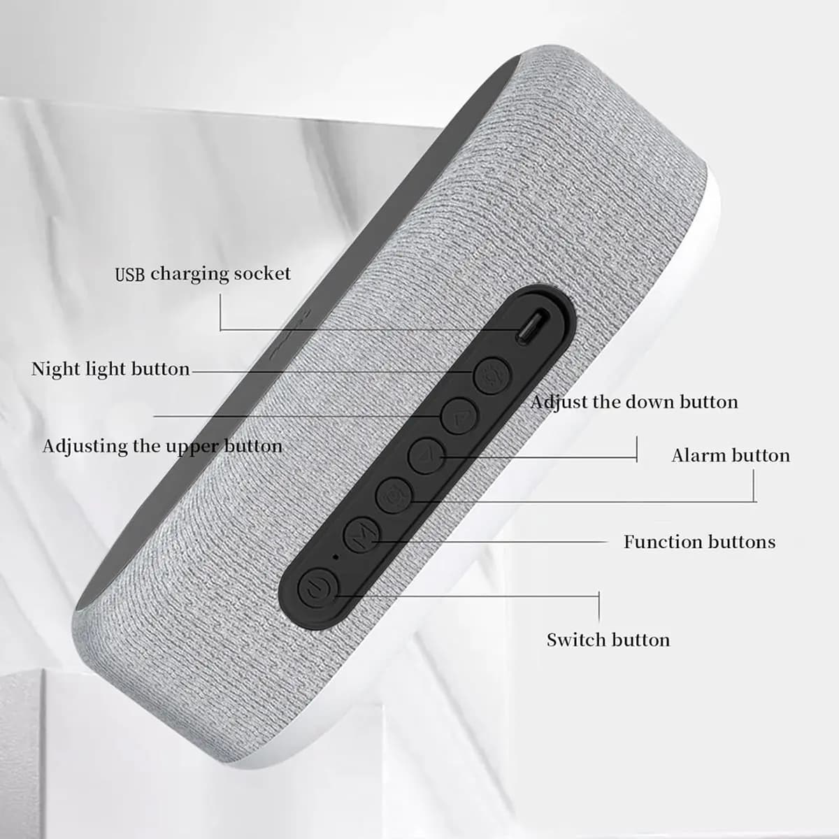 A46U 4-in-Alarm Clock with Wireless Charging, 15W Fast Charger Station, Temperature Display, Night Light, Brightness Dimmer