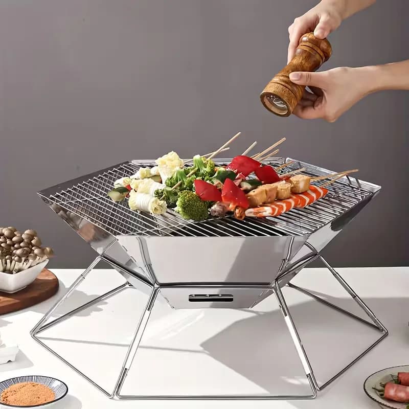 Foldable camping stove for outdoor stainless steel barbecue Camping cooker Light anti-rust portable kitchen stove for picnic and cam