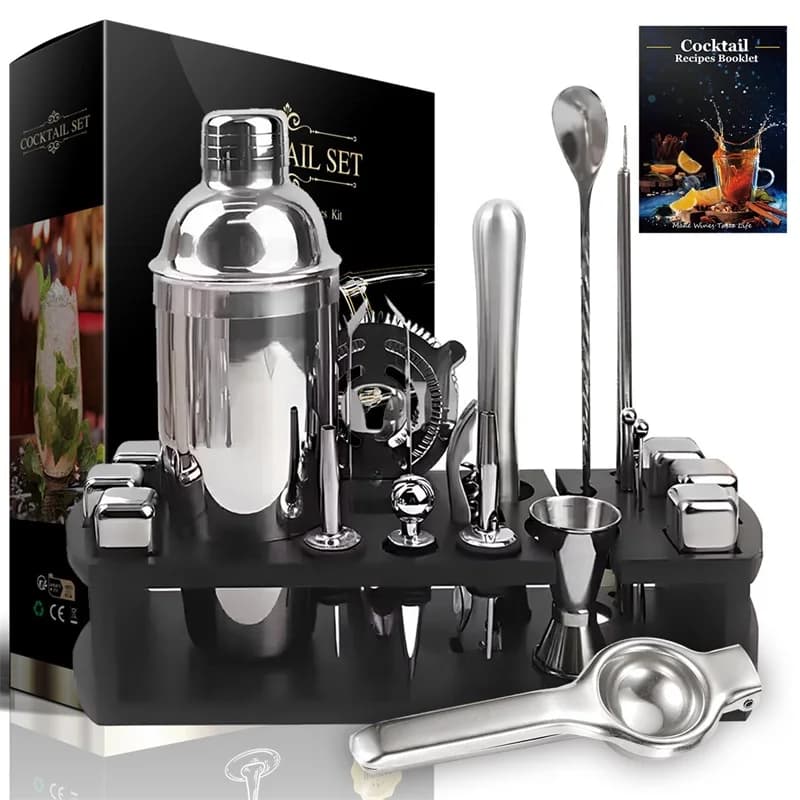 23 Piece Set Stainless Steel Home Wine Mixer Cocktail Mixing Tools Shaker Cup Bar Bartender Tools Sobering Shaker Set