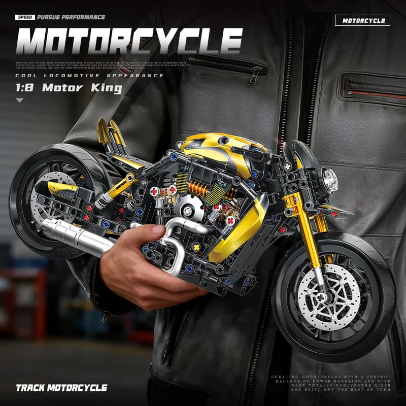 Set di Costruzioni Tecniche MOC 2026 Moto 1:8, Blocchi per Assemblaggio Auto Sportiva, Giocattoli Educativi per Ragazzi, Regalo di Natale