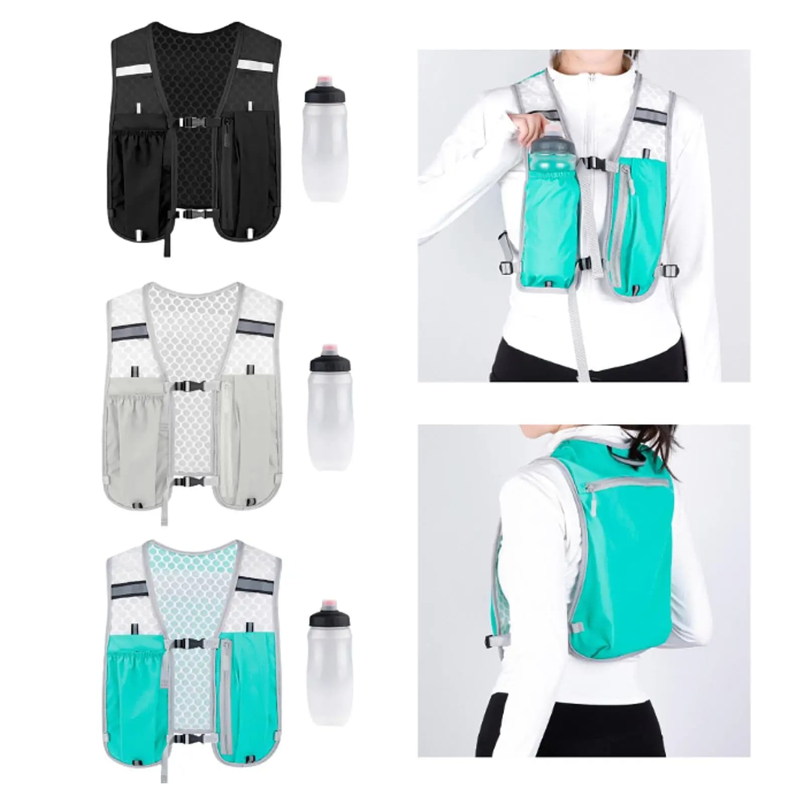 Adjustable Shoulder Strap Running Vest Lightweight Breathable Hydration Backpack Daypack for Hiking Camping Outdoor Sports