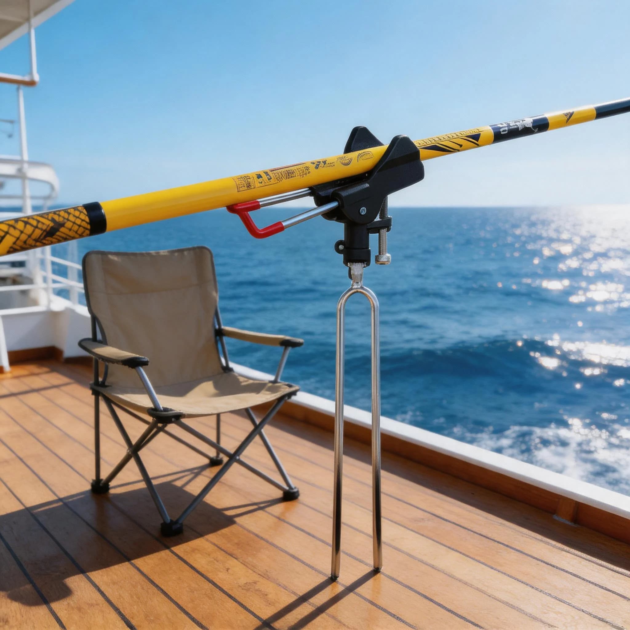 Metal Fishing Rod Stand with Adjustable Swivel; Suitable for Hand Rods and Sea Rods; Includes Ground Spike and Tripod Stand