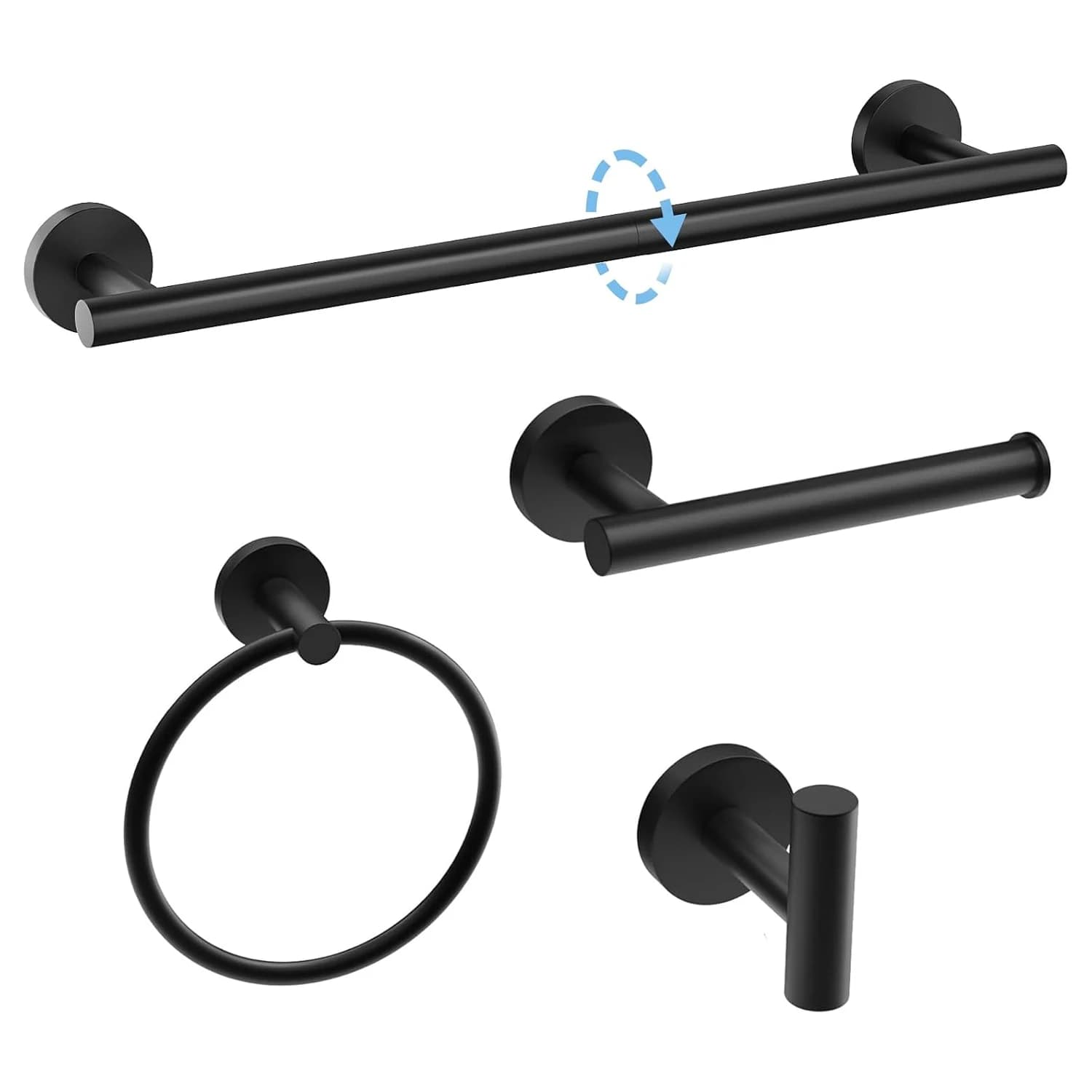 5-piece wall mounted hardware bathroom accessories, stainless steel towel bar, towel ring, toilet paper holder hook bathroom kit