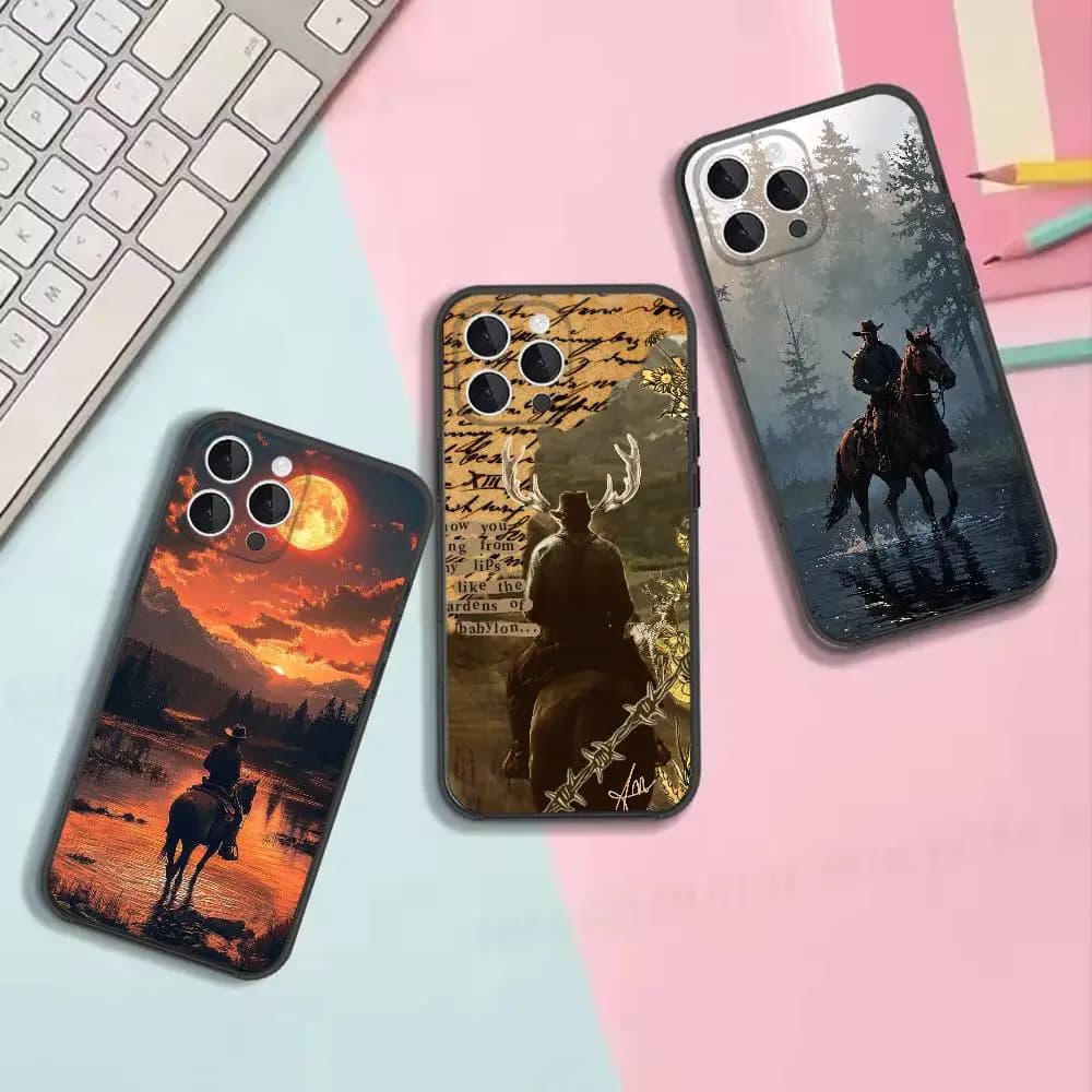 Arthur Morgan Phone Case For iPhone 17,16,15,14,13,12,11,Pro,Max,Plus,X,XS,SE4,E,Mini Black Soft Cover