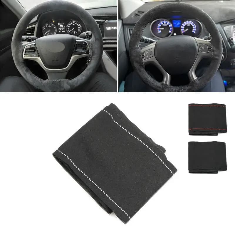 Accessori auto per auto in pelle scamosciata cucito a mano universale da 38 cm Coprivolante interno con kit di aghi e filo