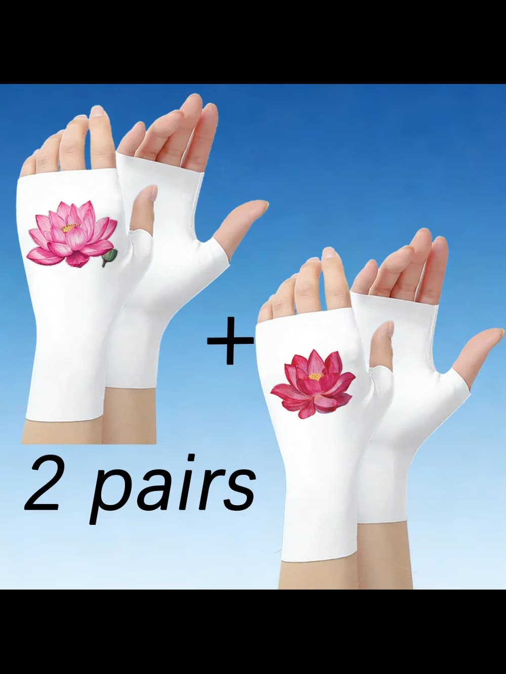 Nuovi Guanti Estivi 2026 in Seta Ghiaccio con Stampa Fiore di Loto, Mezze Dita, 2 Paia, Accessori Sportivi per Protezione Solare, Moda Versatile di Nicchia