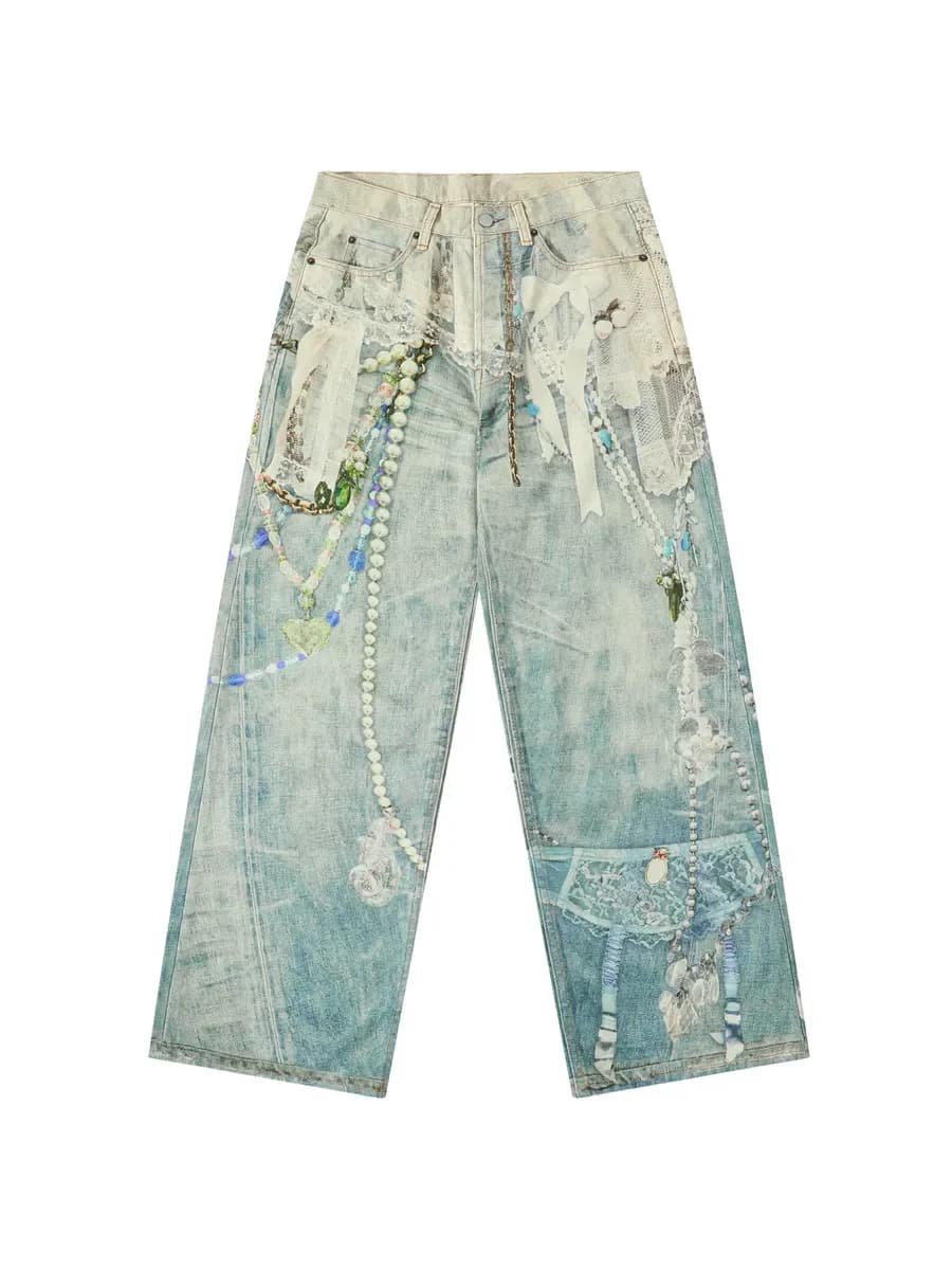 Jeans AC Lace Pearl con Stampa Digitale e 3D 1981M 25FW